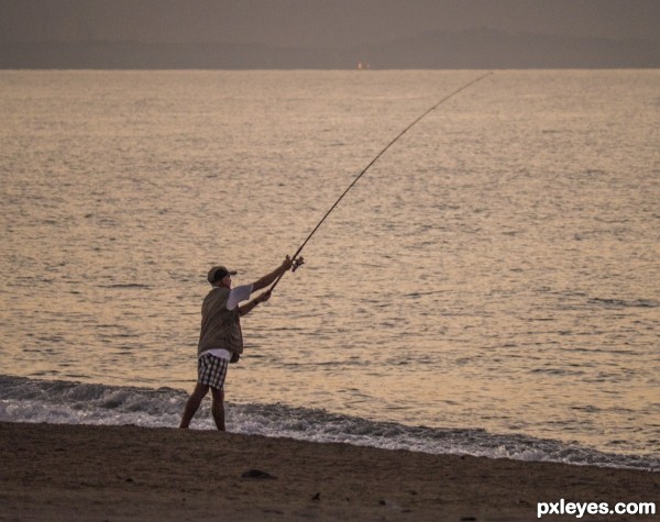 Fishing at dusk