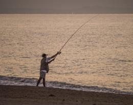 Fishing at dusk