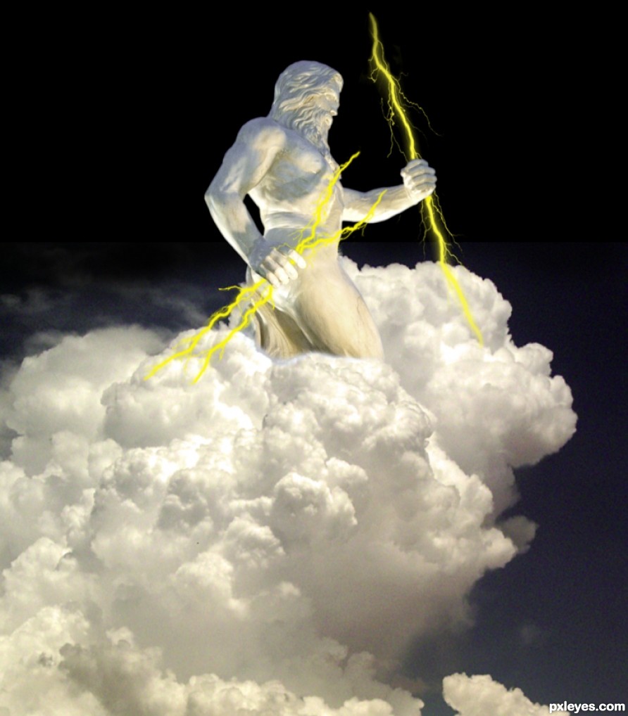 Creation of Zeus casting thunderbolt: Step 4