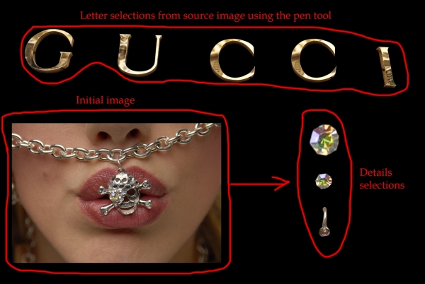 Creation of I Love GUCCI...!: Step 1
