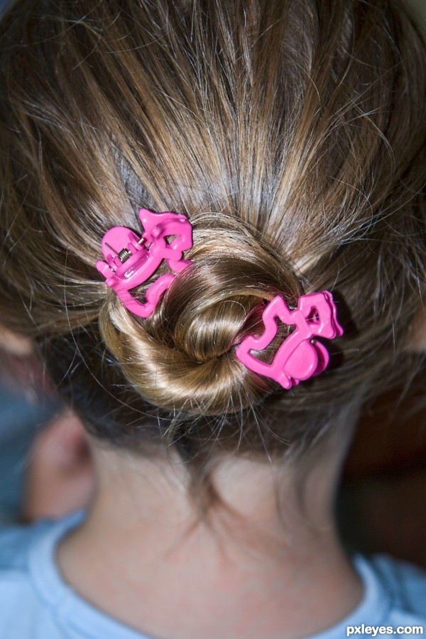 with pink clips