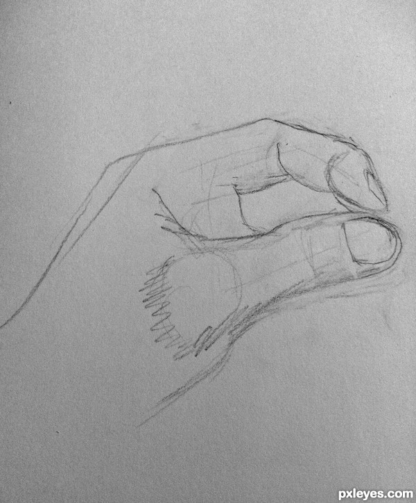 Creation of Hand and Pencil: Step 1