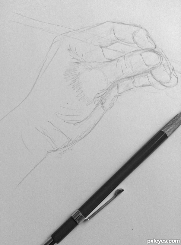 Creation of Hand and Pencil: Step 3