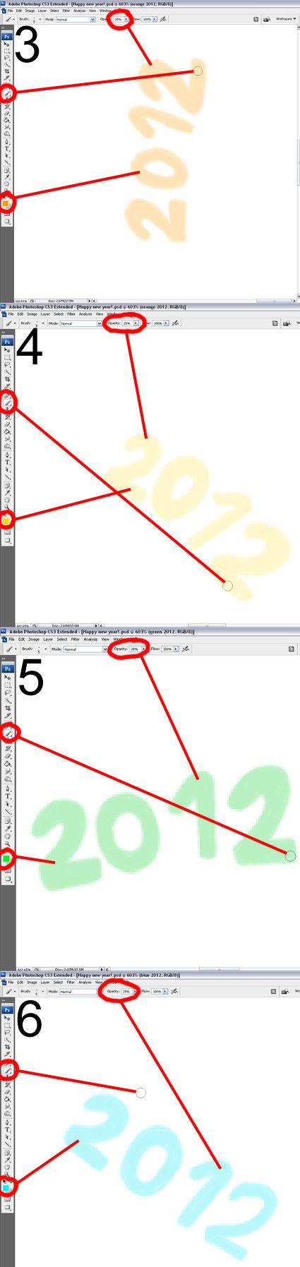 Creation of Happy new year!: Step 2
