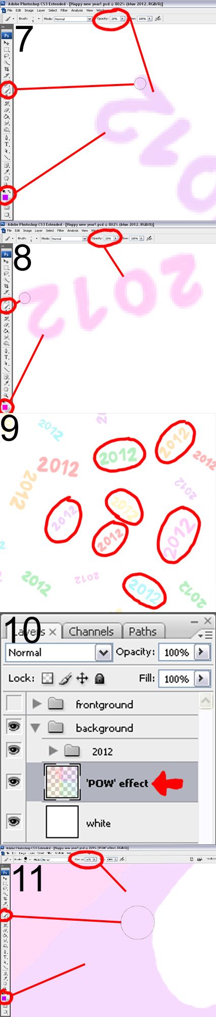 Creation of Happy new year!: Step 3