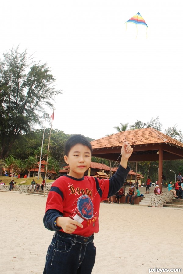 Creation of boy playing kite: Step 1