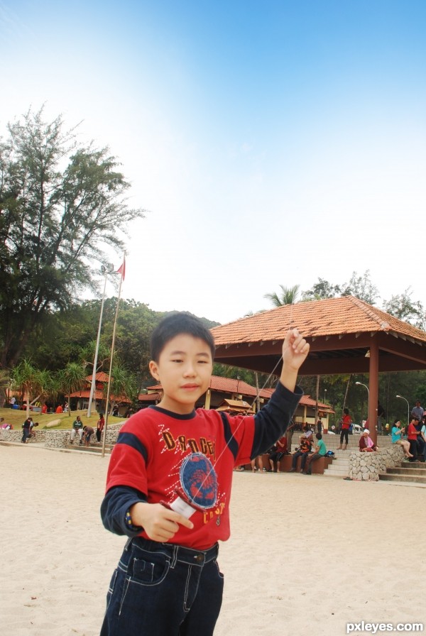 Creation of boy playing kite: Step 2