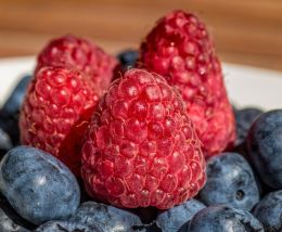 raspberries and blueberries