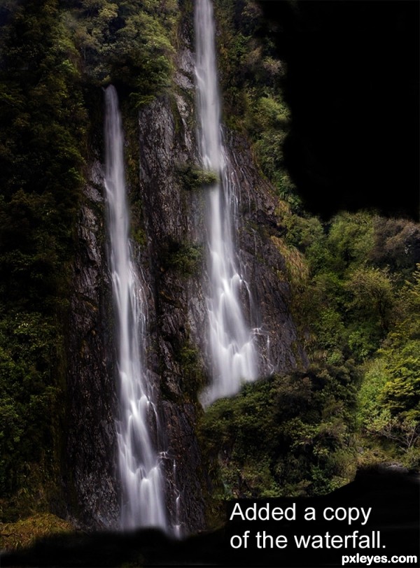 Creation of Moonlight Over The Waterfalls: Step 2