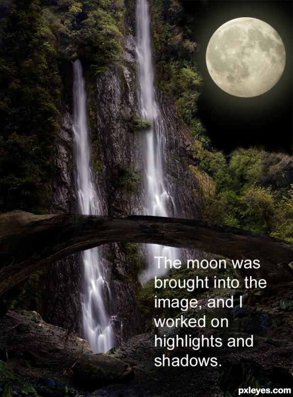 Creation of Moonlight Over The Waterfalls: Step 4