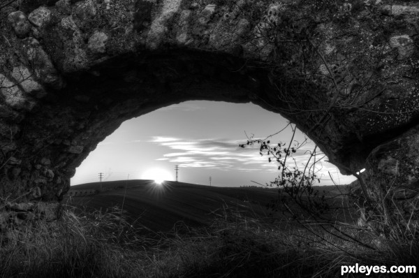 Sunset Through Hole