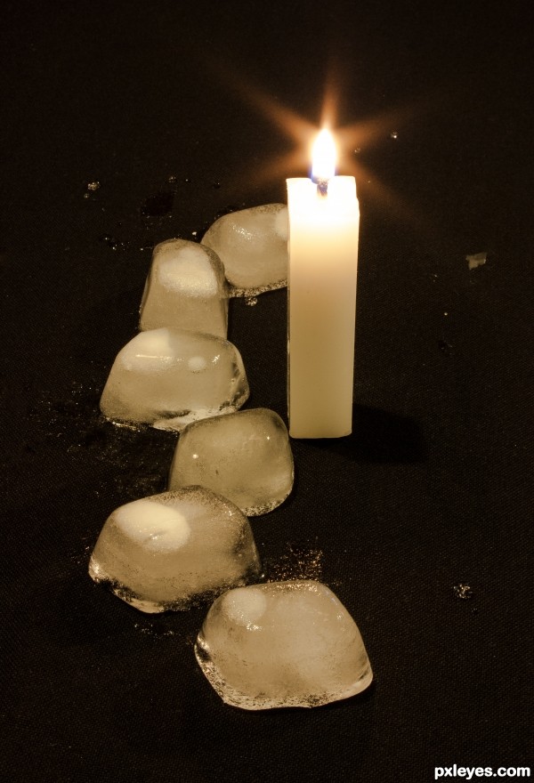 ice cube and candle