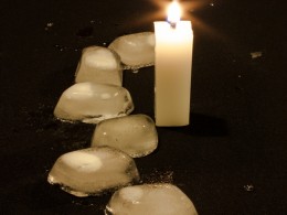 ice cube and candle