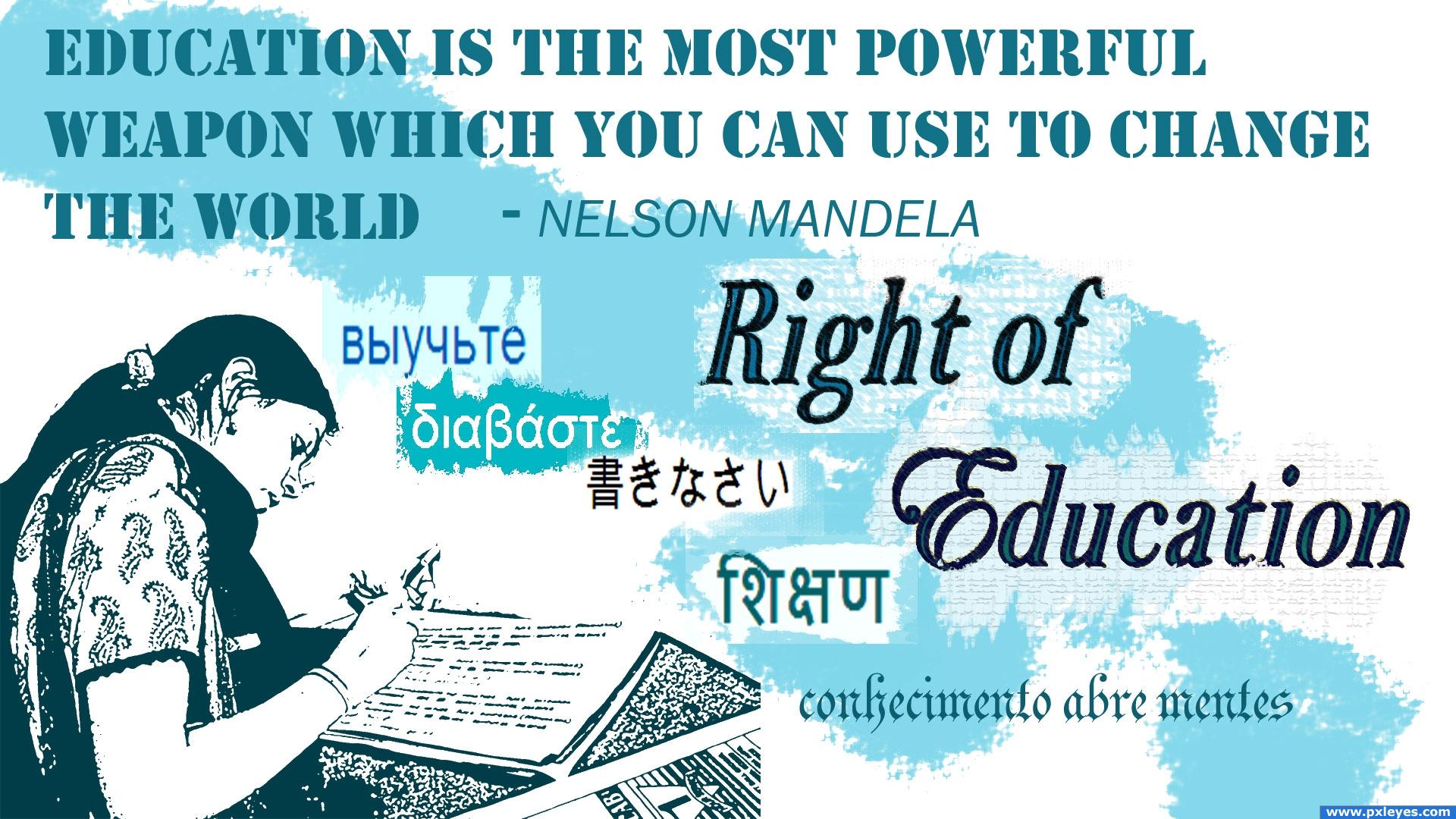 right of education picture, by nehayash for: human rights photoshop 