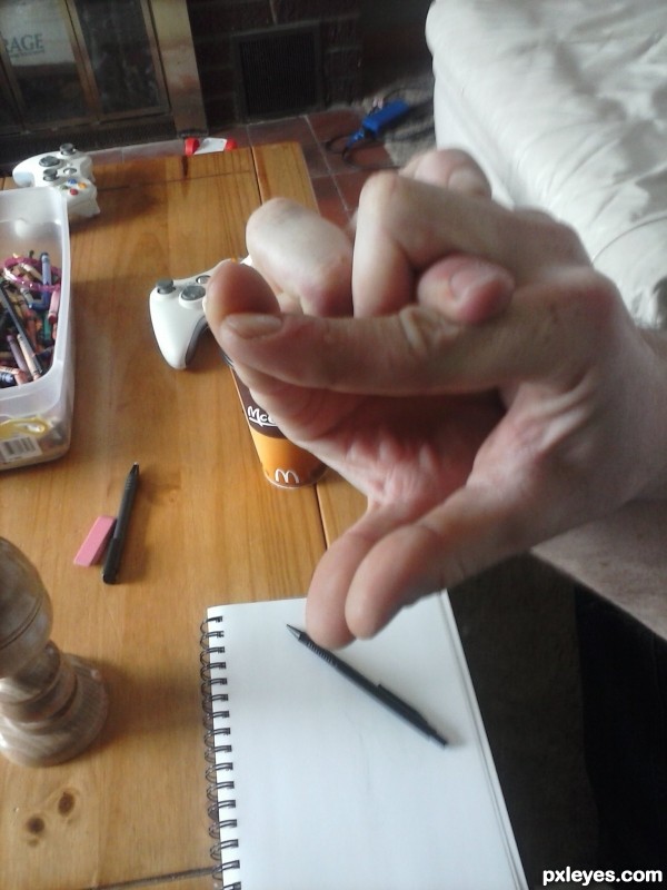 Creation of Hands in the shape of a frog.: Step 1