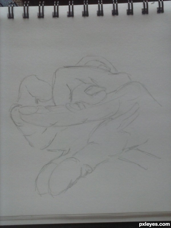 Creation of Hands in the shape of a frog.: Step 3