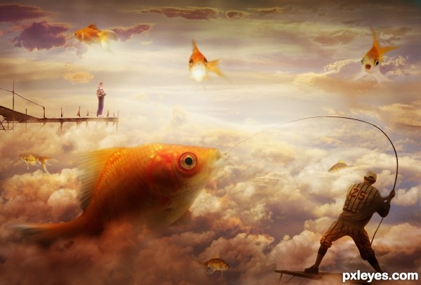 Creation of fishing in the sky: Final Result