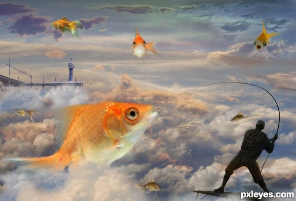 Creation of fishing in the sky: Step 1
