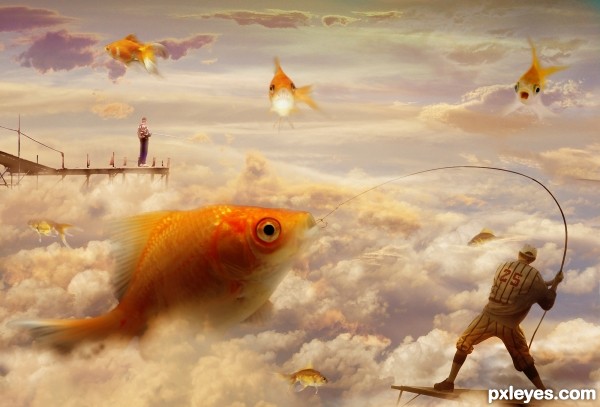 Creation of fishing in the sky: Step 2