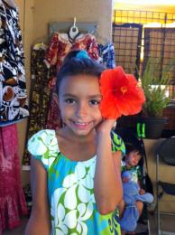 Trinity and her Red Hibiscus