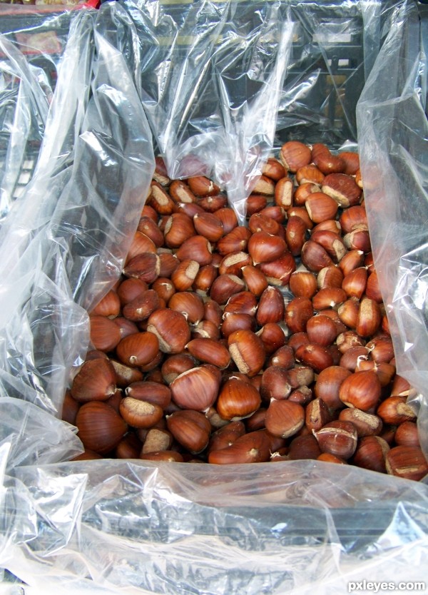 Chestnuts in a crate