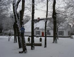 farm in the snow