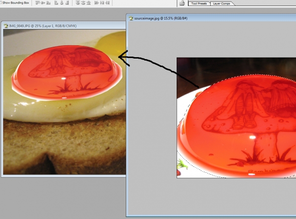 Creation of Jelly, Sunny side up: Step 2