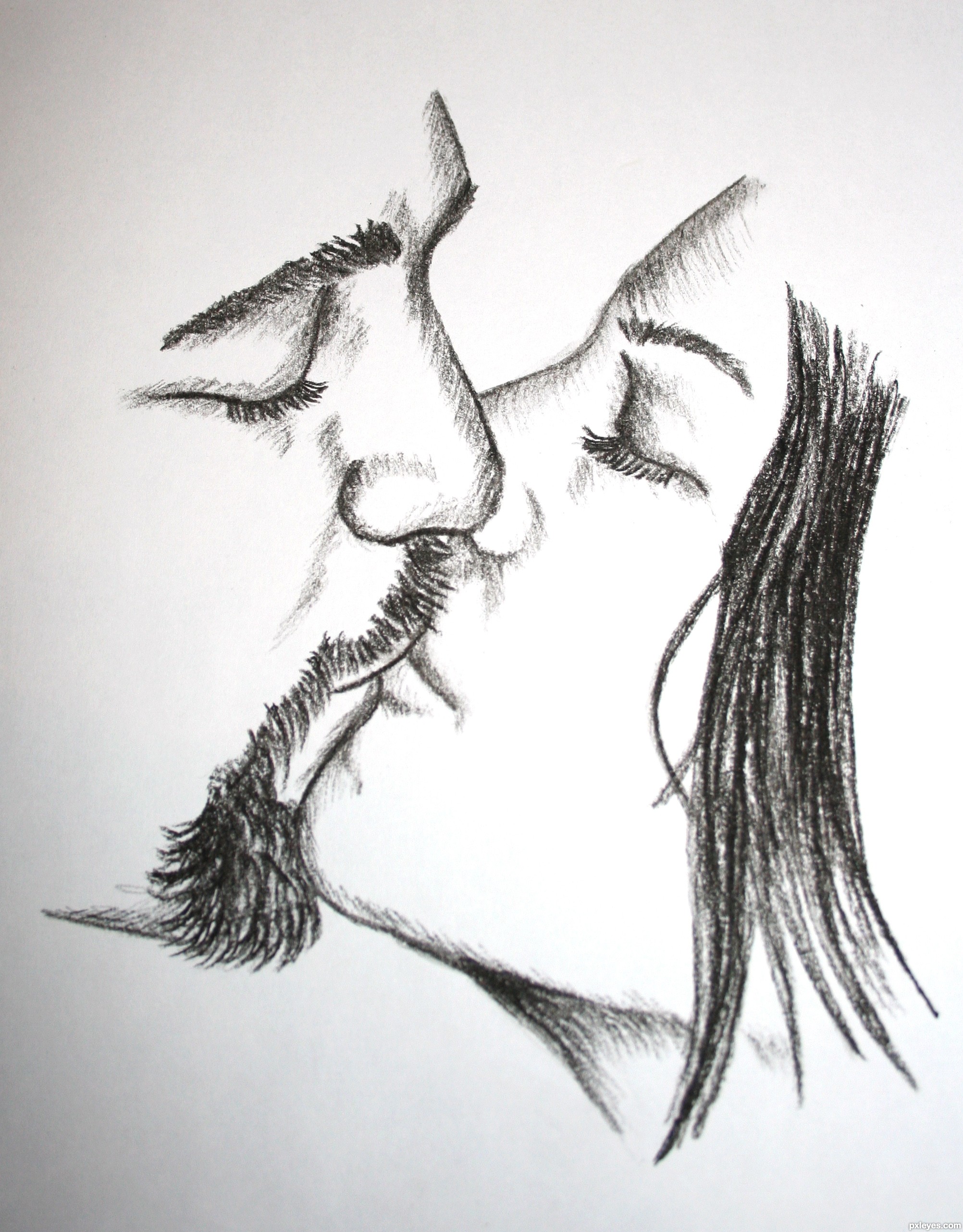 couples kissing drawing