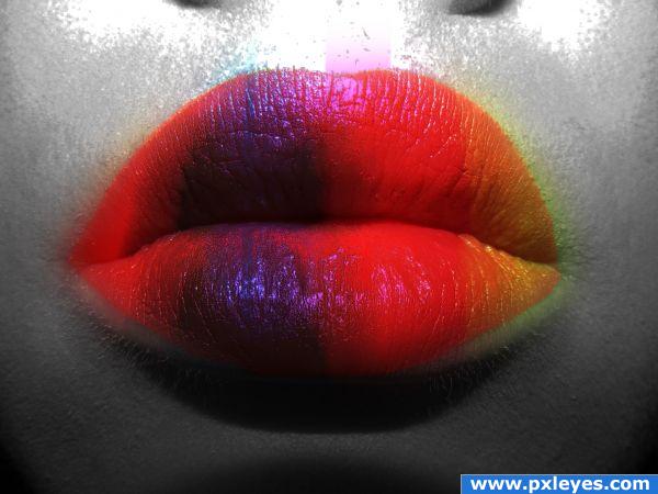 Creation of multi-coloured lips: Final Result