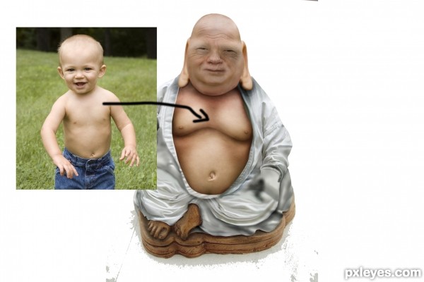 Creation of weird little buddha: Step 3
