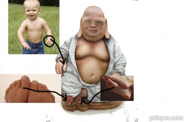 Creation of weird little buddha: Step 4