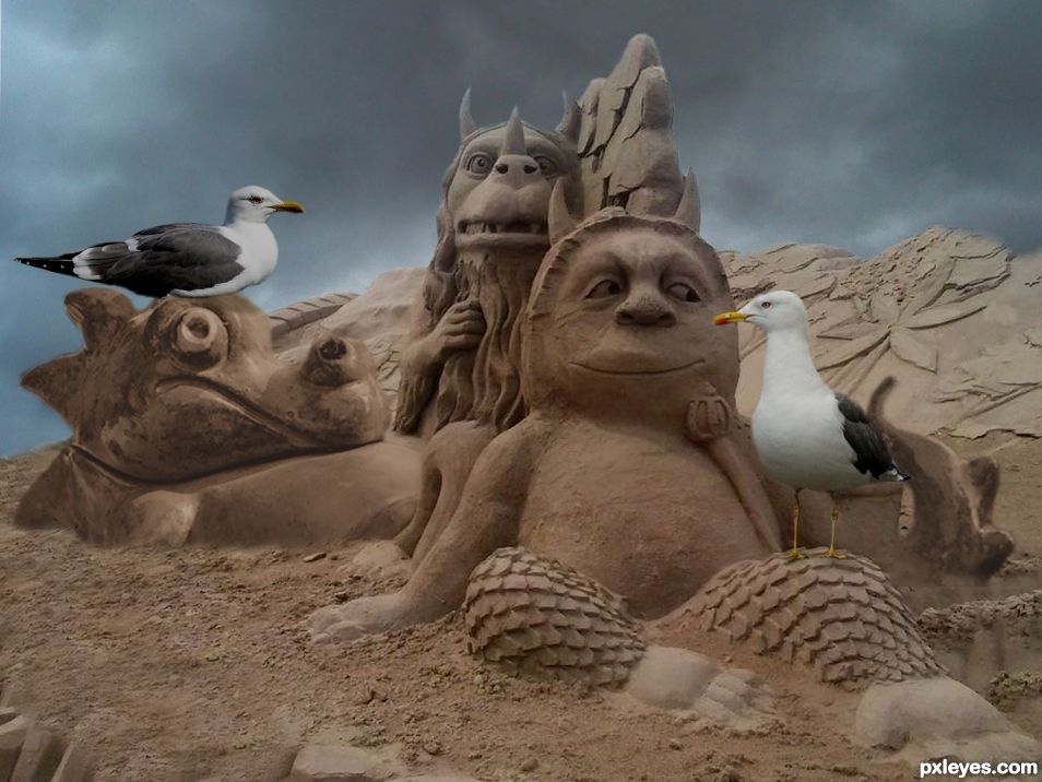 Creation of Sand Sculptures and Seagulls: Step 6