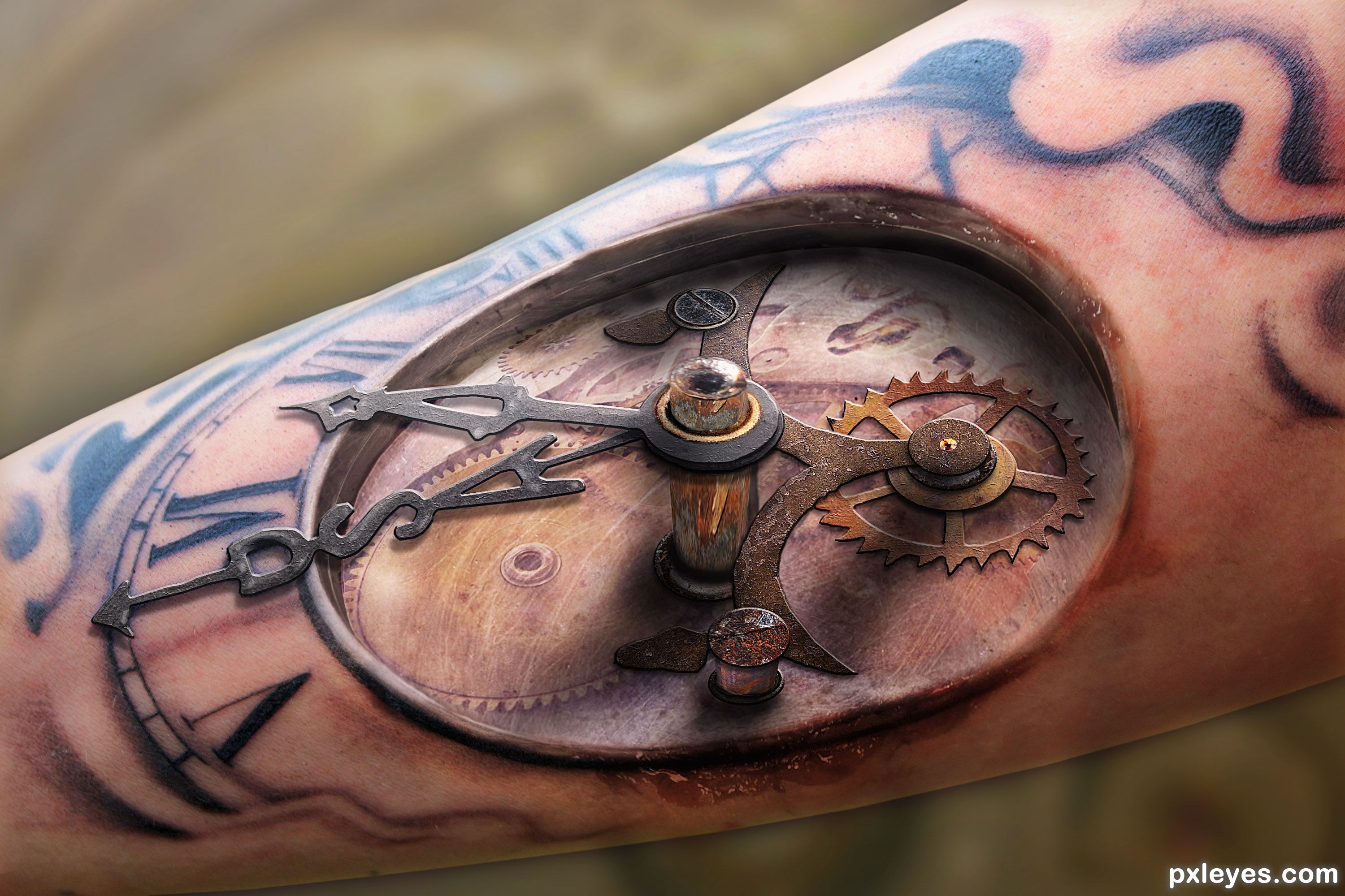 Татуировка колесо часы