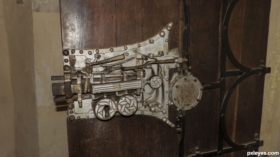 Door lock in Biertan fortified church (Romania)