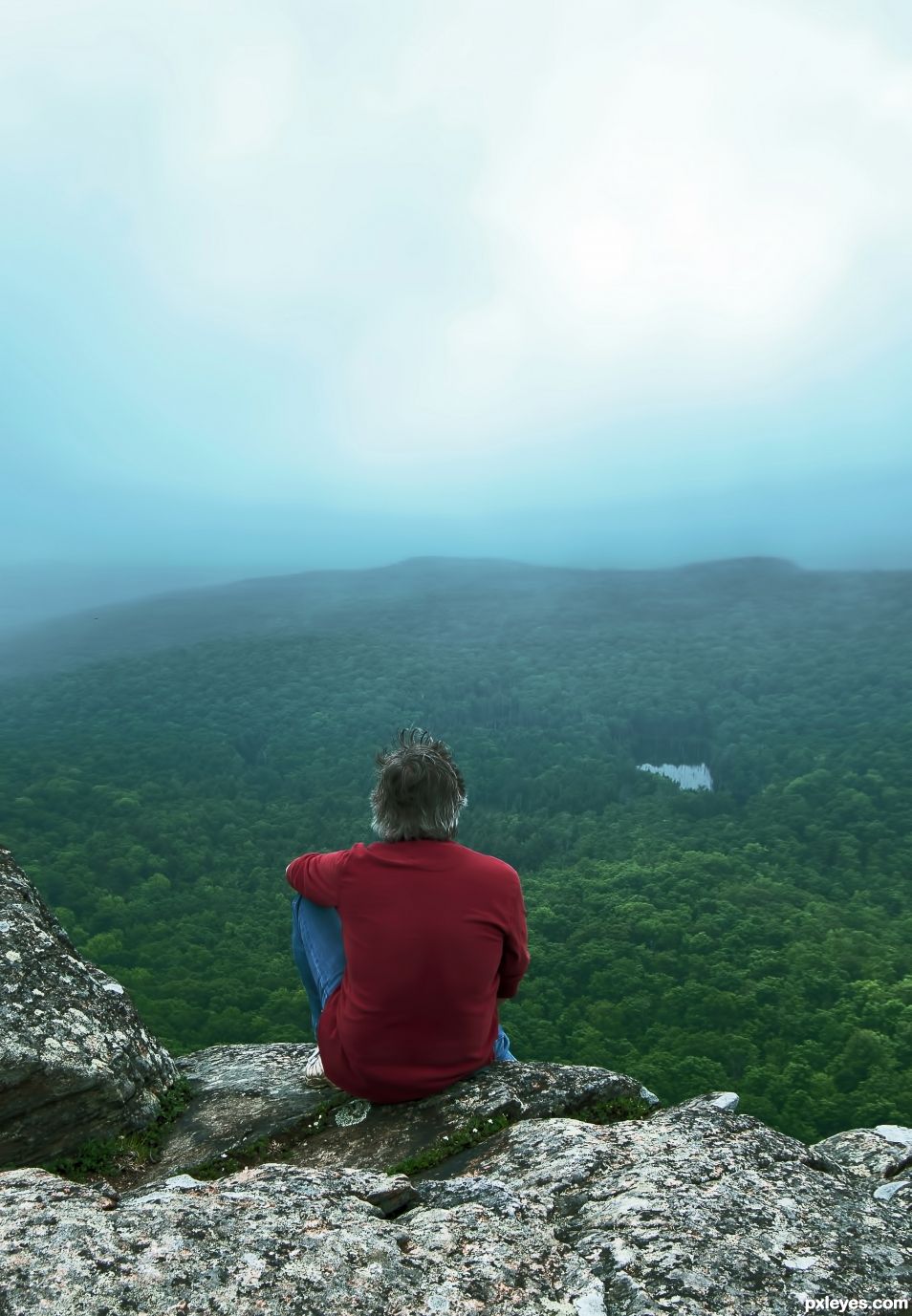 Cliffside on a foggy, cloudy morning