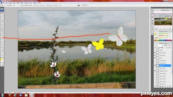 Creation of Butterfly flower: Step 3
