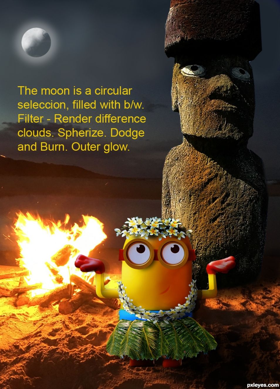 Creation of Minion Moon Dance By The Molokai: Step 4