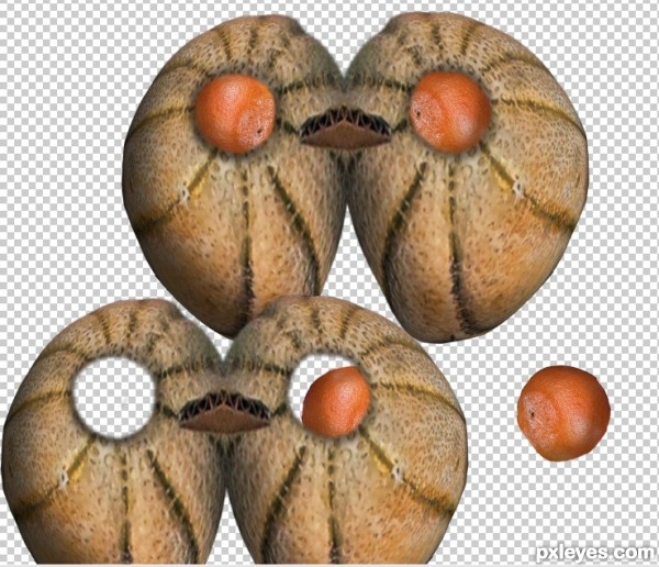 Creation of Cantaloupe Feathers and Orange Eyes: Step 5