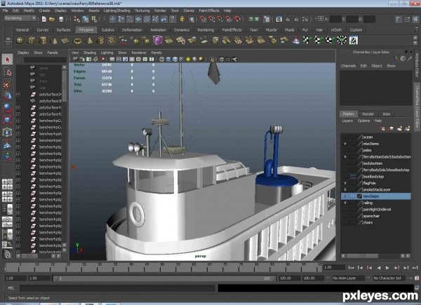 Creation of A FERRY AT NIGHT: Step 4