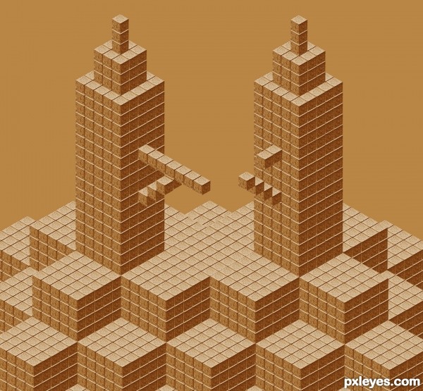 Creation of mosaic twin tower: Step 7