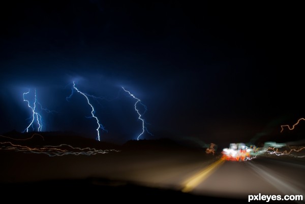 Night Drive in a Storm