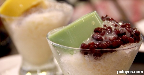 Green Tea Pudding + Red bean