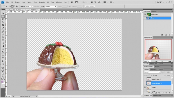 Creation of mushy cake: Step 1