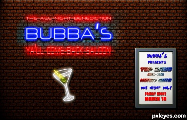 Creation of Bubba's Neon Sign: Final Result