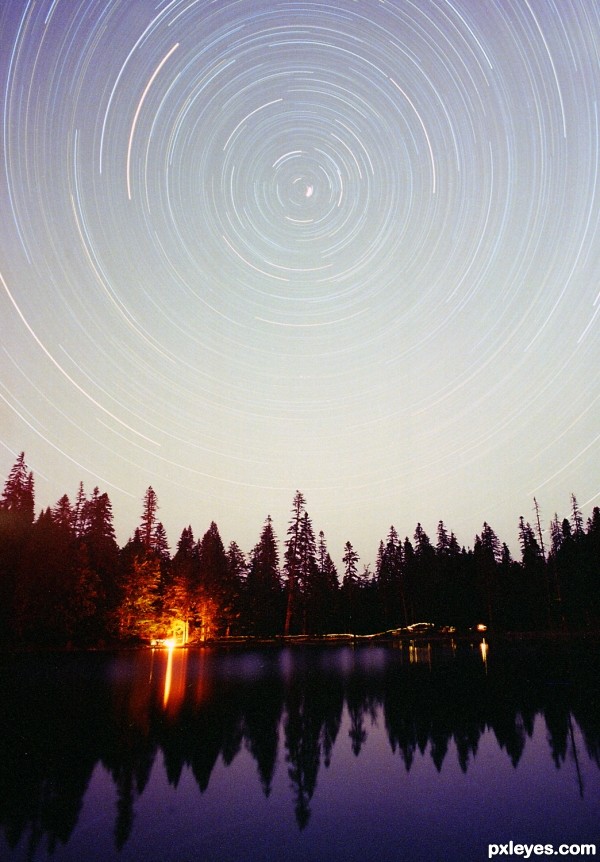 Startrails over the lake
