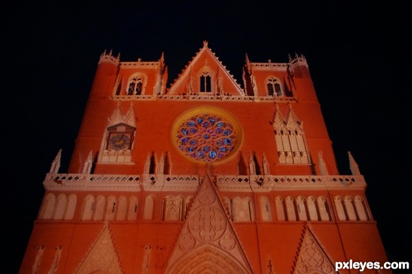 Floodlit church