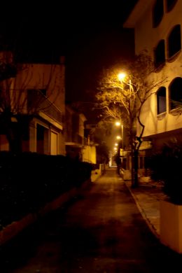 Night,street,stones.