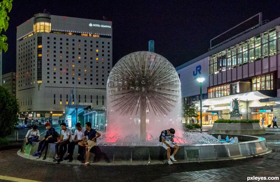 Around the fountain