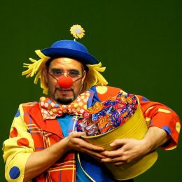 Clown offering candy