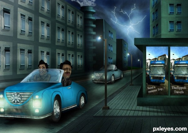 a ride at night....... photoshop picture)